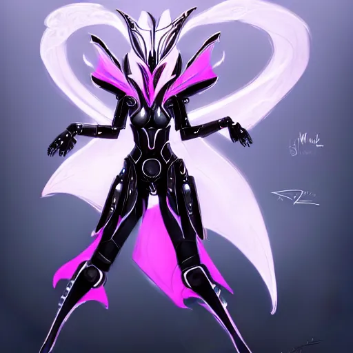 Image similar to highly detailed exquisite fanart, of a beautiful female warframe, but as an anthropomorphic robot female dragon, making an elegant pose, shining reflective off-white plated armor, bright Fuchsia skin, sharp claws, full body shot, epic cinematic shot, realistic, professional digital art, high end digital art, DeviantArt, artstation, Furaffinity, 8k HD render, epic lighting, depth of field