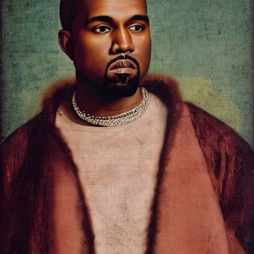 Image similar to A Renaissance portrait painting of Kanye West