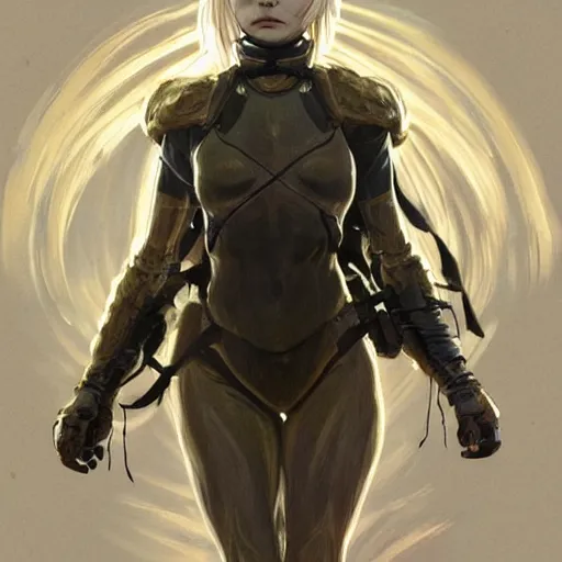 Image similar to Blonde Girl from Death Stranding with thin lips, pronounced cheekbones, hair of medium length (longer caret), highly detailed, digital painting, artstation, concept art, smooth, sharp focus, illustration, ArtStation, art by artgerm and greg rutkowski and alphonse mucha and J. C. Leyendecker and Edmund Blair Leighton and Katsuhiro Otomo and Geof Darrow and Phil hale and Ashley wood and Ilya repin and Charlie Bowater