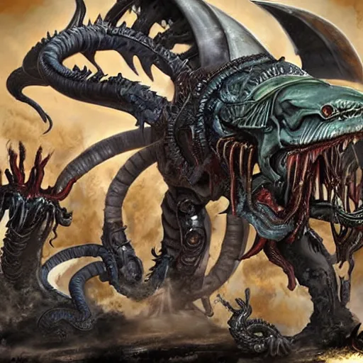 Image similar to Xenomorph and Tyranid chimera, warhammer 40k