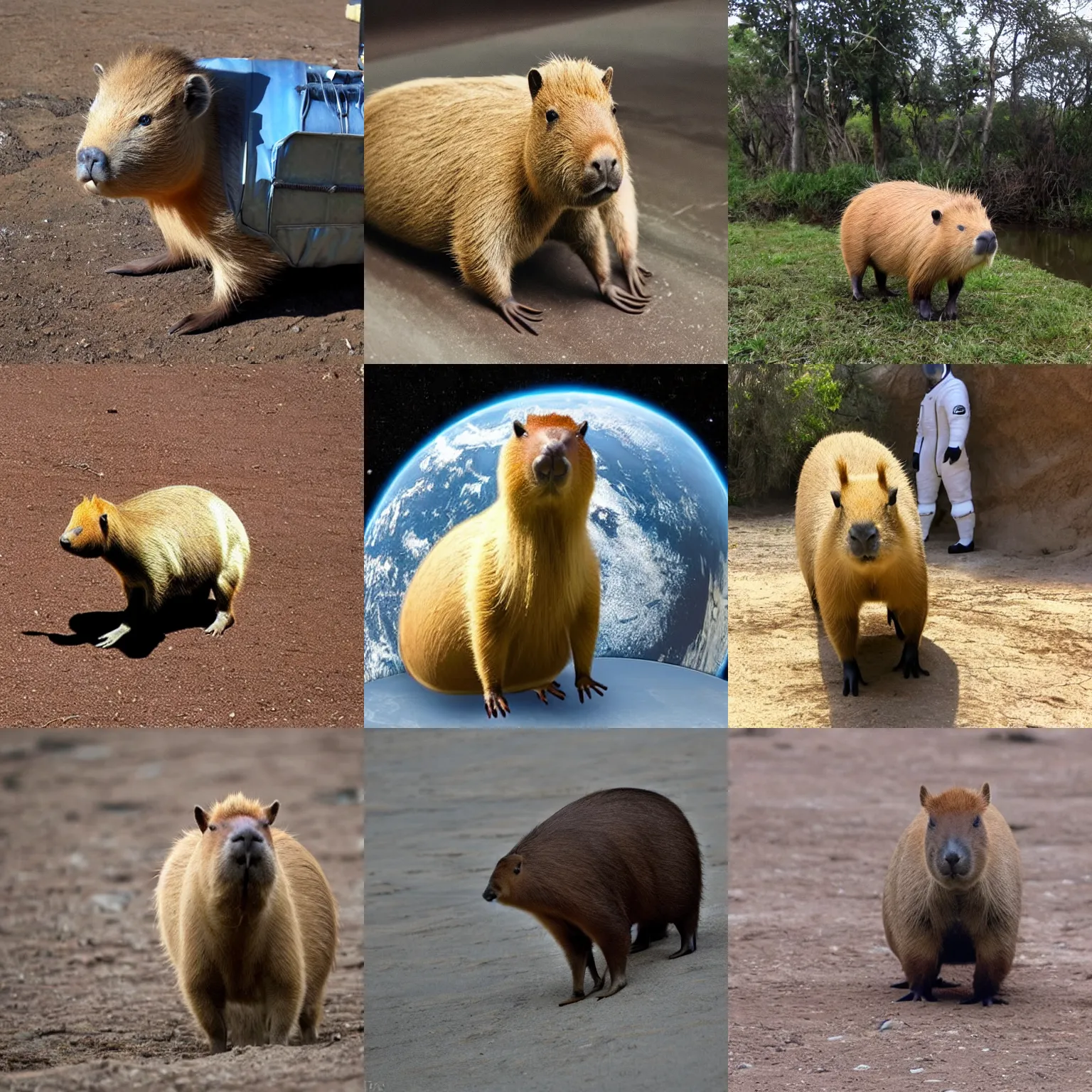 Prompt: capybara in a space suit