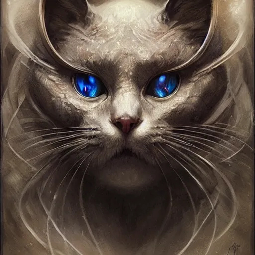 Prompt: front shot of an evil witch cat, intricate, elegant, highly detailed, centered, concept art, smooth sharp focus, artgerm, Tomasz allen Kopera, Peter Mohrbacher