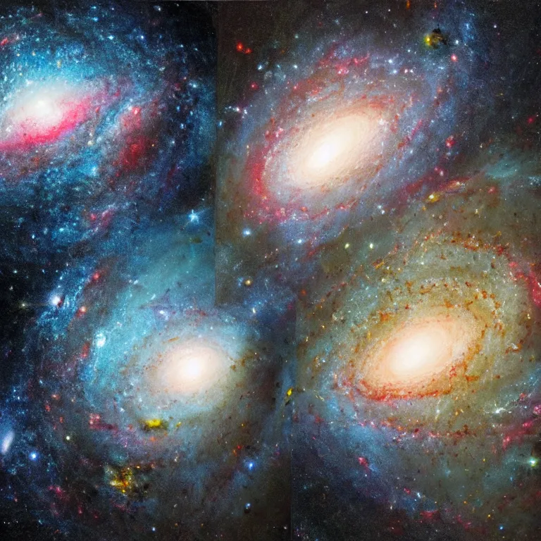 Prompt: an extremely detailed picture of two merged galaxies, photorealism, fine details,