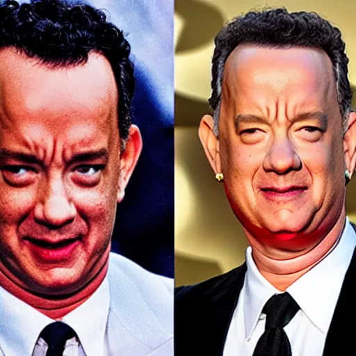 Image similar to tom hanks made out of a tomato