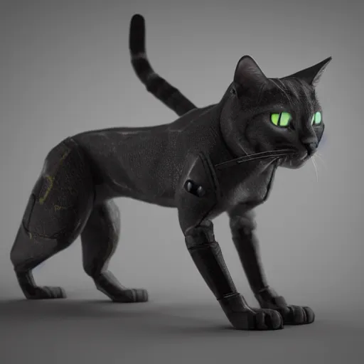 Image similar to cyborg cat from the future, octane render