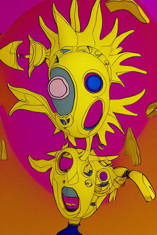 Image similar to clay style 3 d render of abstract sun - headed character'sun head '!!'mason lindroth '!!!!!'hylics style '!!! multimedia, stylized, 3 d graphics, visible fingerprints, clay texture, texture!!! 4 k image