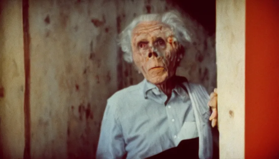 Prompt: 7 0 s film still from a horror movie starring one lonely elderly person, kodachrome, cinecolor, cinestill, film grain, film texture, retro, cinematic, high resolution, photorealism,