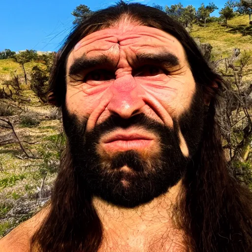 Prompt: a cro-magnon selfie, paleolithic era