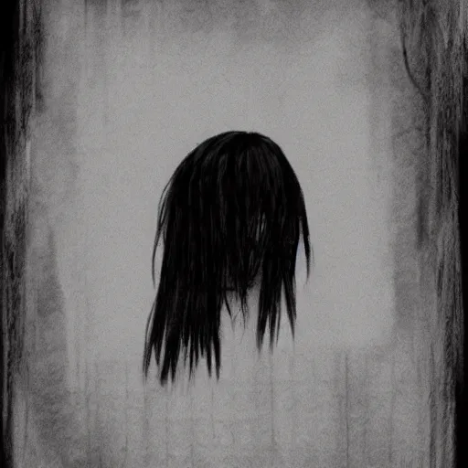 Image similar to grunge drawing of something in the style of the grudge | horror themed