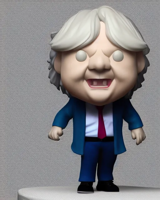 Image similar to full body 3d render of funko pop boris johnson as a funko pop, studio lighting, white background, blender, trending on artstation, 8k, highly detailed