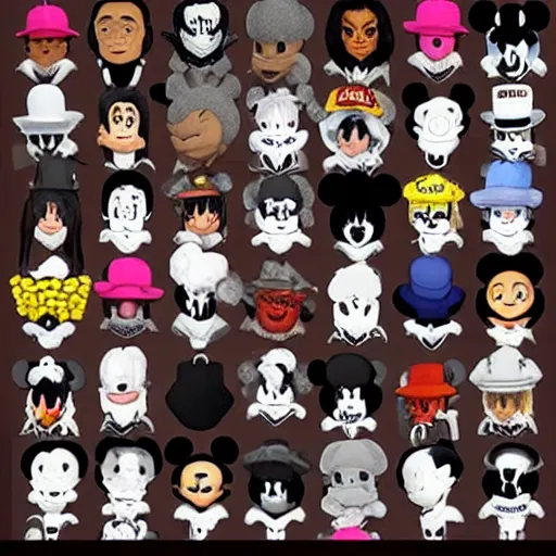 Image similar to michael jackson, michael jackson, michael jackson, michael jackson, michael jackson, ( cosplay mickey mouse ears ), nendroid, butcher billy style