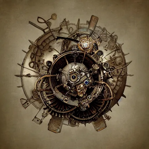 Prompt: giant mechanical rose, steampunk, fantasy art, sky, detailed