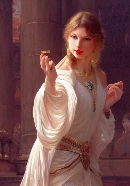 Prompt: taylor swift princess, dance, intricate, elegant, highly detailed, digital painting, artstation, concept art, smooth, sharp focus, illustration, art by artgerm and greg rutkowski and alphonse mucha and william - adolphe bouguereau