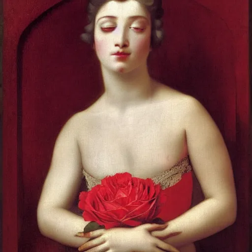 Prompt: a red rose by jean auguste dominique ingres