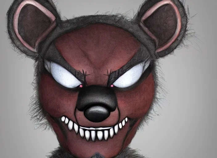 Prompt: award - winning detailed concept art of a creepy clown fnaf animatronic puppet anthropomorphic raccoon character wearing clown makeup face paint. art by wlop on bcy. net, realistic. detailed fur, art by cheng yi. artstationhd, artgerm, 3 dcg, pixar zootopia. 3 d rendering, high quality model sheet detailed