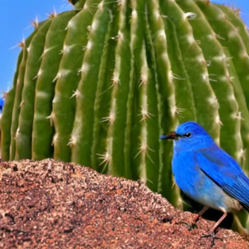 Image similar to a blue bird on a cactus