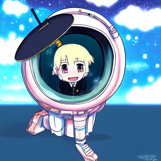 Image similar to cute chibi moe anthropomorphism of james webb space telescope, anime style, jwst, anime, space telescope, anime art