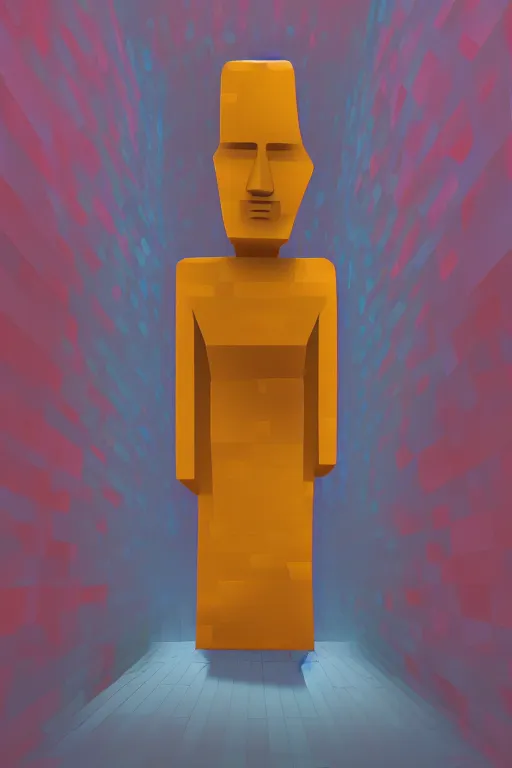 Image similar to cubist moai statue cutout digital illustration cartoon colorful beeple