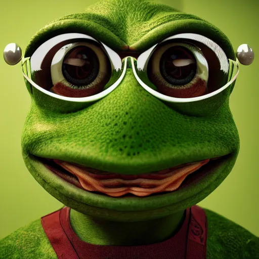 Prompt: pepe the frog as a programmer, hypermaximalistic, high details, cinematic, 8k resolution, beautiful detailed, insanely intricate details, artstation trending, octane render, unreal engine,