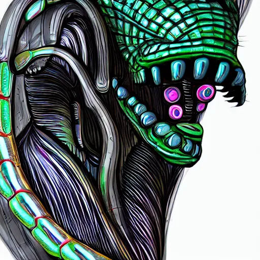 Image similar to cyborg serpent, portrait, digital art