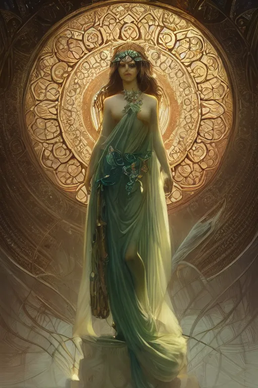 Prompt: ultra realistic illustration, a jade statue of hannah murray as the goddess artemis, intricate, elegant, highly detailed, digital painting, artstation, concept art, smooth, sharp focus, illustration, art by artgerm and greg rutkowski and alphonse mucha