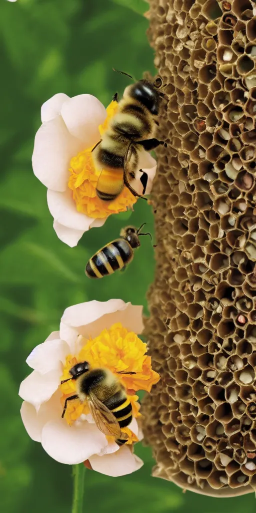 Prompt: fat bee sleeping inside a rose flower catalogue diagram scientific photography