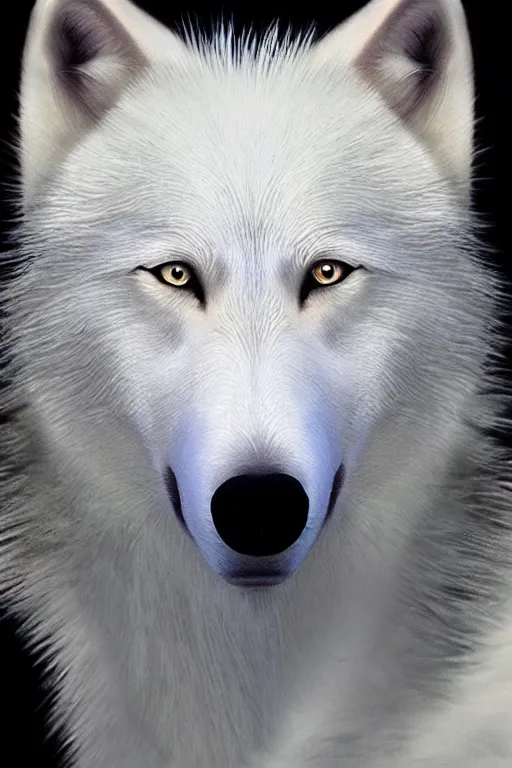 Image similar to the face of a white wolf 3D screen lock art.