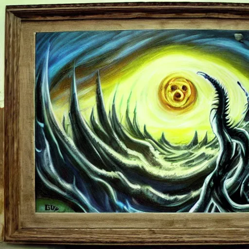 Image similar to eldritch horror by bob ross