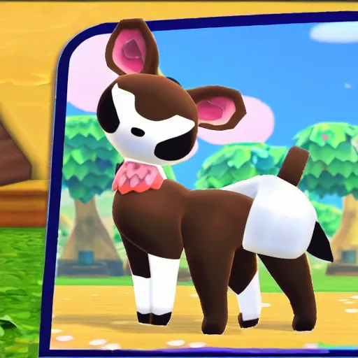 Prompt: kawaii african wild dog as an animal crossing character