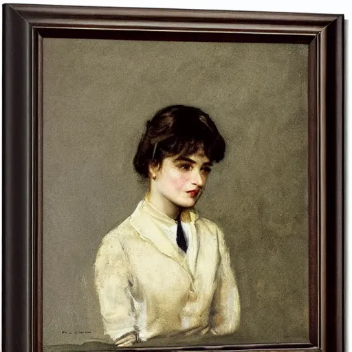 Image similar to a young woman detective by alfred stevens