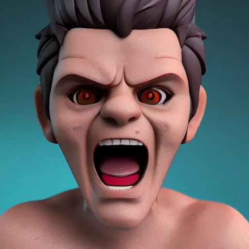 Prompt: a digital 3 / 4 portrait of a crazy eyed greek god yelling, by antonio mello, 3 d nft, nendoroid 3 d, cyberpunk artm, cgsociety, seapunk, anime aesthetic, rendered in maya