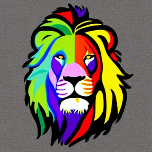 Prompt: A nice colorful male-lion with full mane sticker