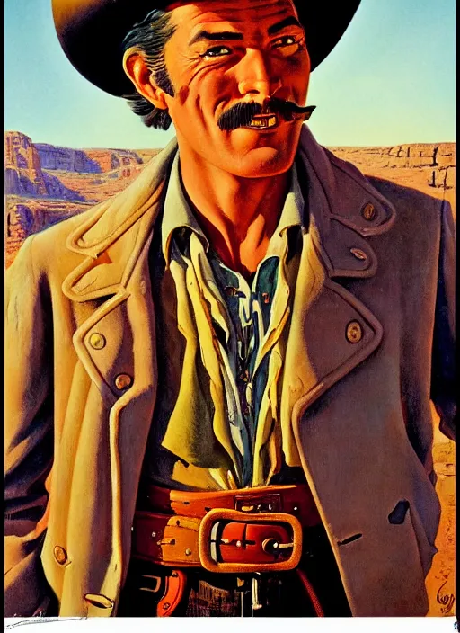 Image similar to old west cowboy. portrait by jean giraud and anton otto fischer and john philip falter and will eisner and gil elvgren