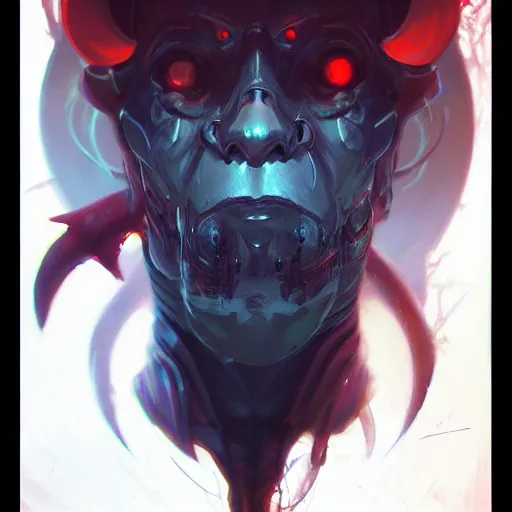 Image similar to a portrait of a demonic cybernetic duke of hell, cyberpunk concept art by pete mohrbacher and wlop and artgerm and josan gonzales, digital art, highly detailed, intricate, sci-fi, sharp focus, Trending on Artstation HQ, deviantart, unreal engine 5, 4K UHD image