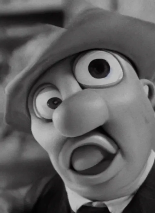 Image similar to film still of Pepe the frog as Oskar Schindler in Schindler's List, 4k