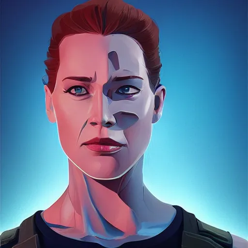 Image similar to face icon stylized minimalist the terminator, loftis, cory behance hd by jesper ejsing, by rhads, makoto shinkai and lois van baarle, ilya kuvshinov, rossdraws global illumination