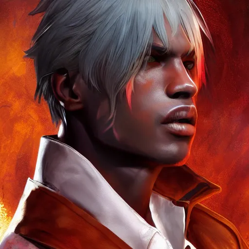 Image similar to virgil from devil may cry, au naturel, hyper detailed, digital art, trending in artstation, cinematic lighting, studio quality, smooth render, unreal engine 5 rendered, octane rendered, art style by klimt and nixeu and ian sprigger and wlop and krenz cushart