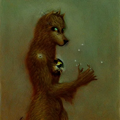 Image similar to werewolf girl by Beksinski