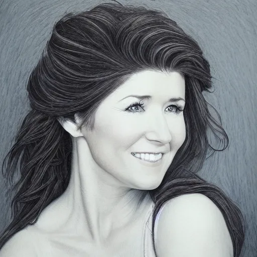 Prompt: Jewel Staite, head and shoulders portrait, extremely detailed masterpiece, one single continues line.