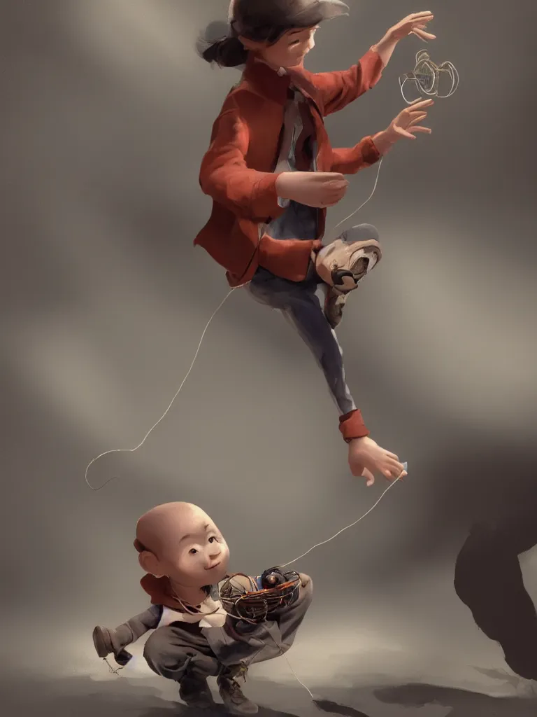 Image similar to playing with a yo - yo, by disney concept artists, blunt borders, rule of thirds, beautiful light