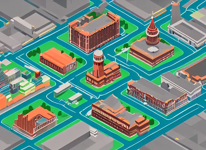 Prompt: moscow isometric aerial lowpoly