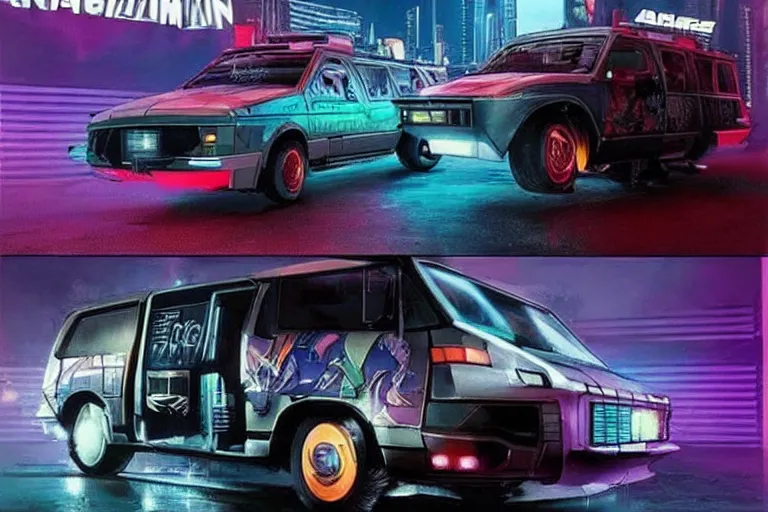 Image similar to cyberpunk version of the 8 0 s a - team van )