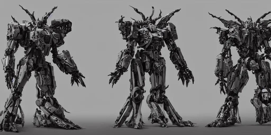 Image similar to mecha spawn, character sheet, concept design, contrast, hot toys, kim jung gi, greg rutkowski, zabrocki, karlkka, jayison devadas, trending on artstation, 8 k, ultra wide angle, pincushion lens effect