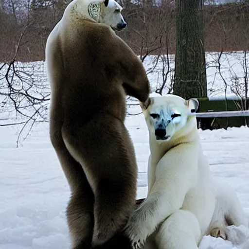 Image similar to a polar bear getting interrogated