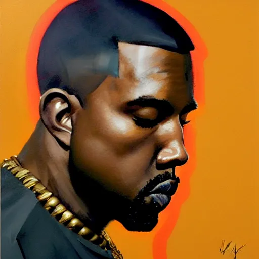 Image similar to Greg Manchess portrait painting of kanye west as fuedal lord as Overwatch character, wacky, medium shot, asymmetrical, profile picture, Organic Painting, sunny day, Matte Painting, bold shapes, hard edges, street art, trending on artstation, by Huang Guangjian and Gil Elvgren and Sachin Teng