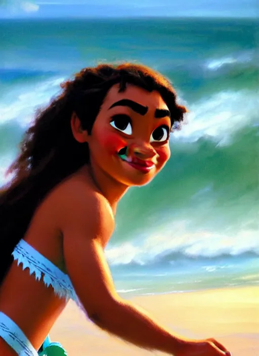 Prompt: moana, soft natural light, stillframe, greg manchess