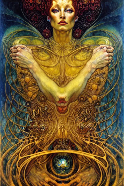 Image similar to Divine Chaos Engine by Karol Bak, Jean Delville, William Blake, Gustav Klimt, and Vincent Van Gogh, symbolist, visionary