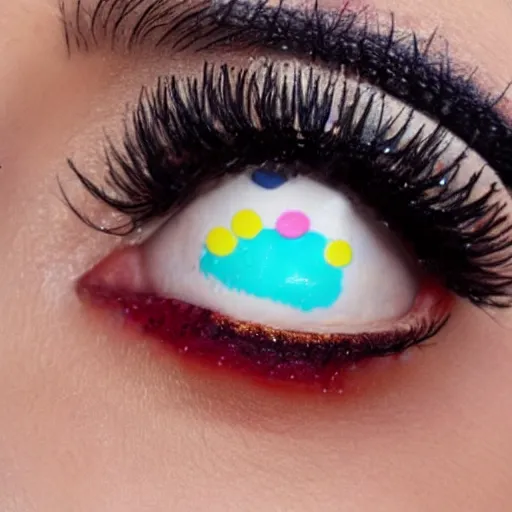 Image similar to close up of eyes with ice - cream - sprinkles mascara