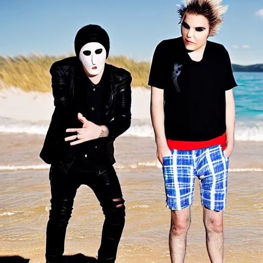 Image similar to holiday photos of My Chemical Romance on holiday at the beach