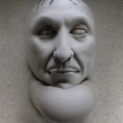 Image similar to surrealism sculpture by enrico ferrarini, division of face